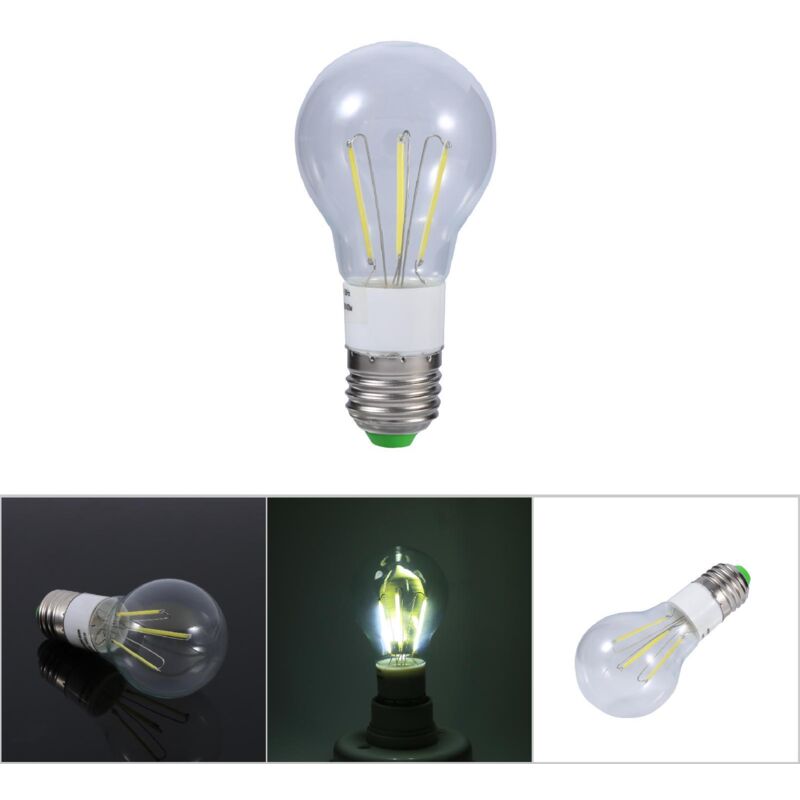 Ampoule LED Filament E27 12V COB, 3W Blanc Froid, 360° Non Dimmable, Transparent PC/Aluminium, 10.5cm, 1 Pièce