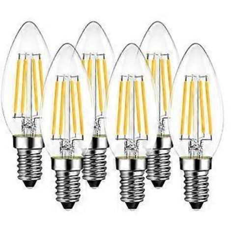 Ampoule LED à filament E14, ampoule 4W équivalente à une lampe halogène 40W, AC 220-240V, blanc chaud 2700K, angle de faisceau 270° [Classe énergétique E]