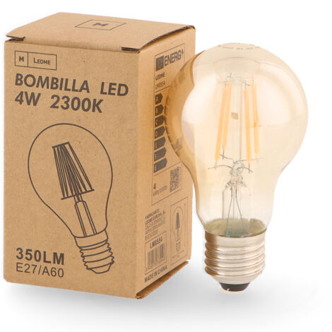 Ampoule LED à Filament E27 A60 4W Ambre 2300K - Ledme - LM8554