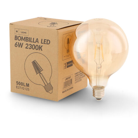 Ampoule LED à Filament E27 G125 6W Ambre 2300K - Ledme - LM8561