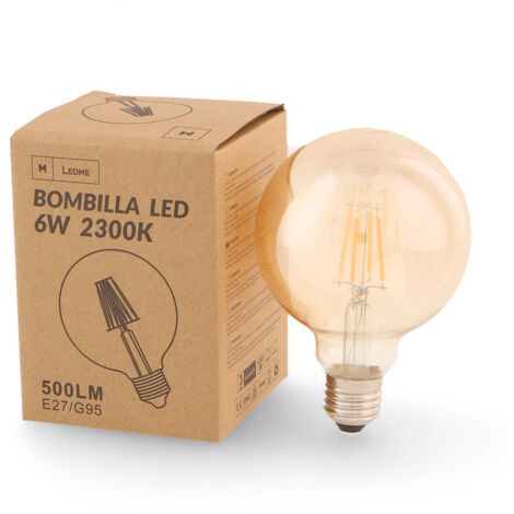 Ampoule LED à Filament E27 G95 6W Ambre 2300K - Ledme - LM8559