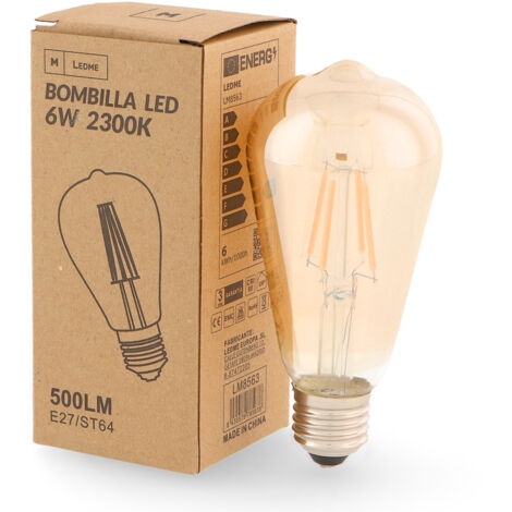 Ampoule LED à Filament E27 ST64 6W Ambre 2300K - Ledme - LM8563