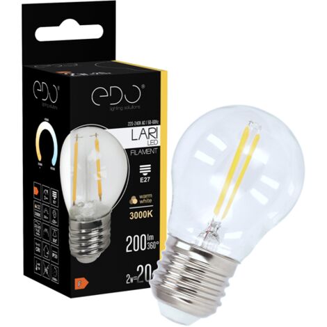 Ampoule LED à filament G45 E27 2W 3000K chaud 200lm Edo Solutions