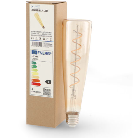 Ampoule LED à Filament Spiralé E27 Bouteille 62 mm 4W Ambre - Ledme - LM8579