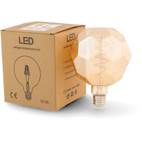 Ampoule LED à Filament Spiralé E27 G125 Boule 4W Ambre - Ledme - LM8573