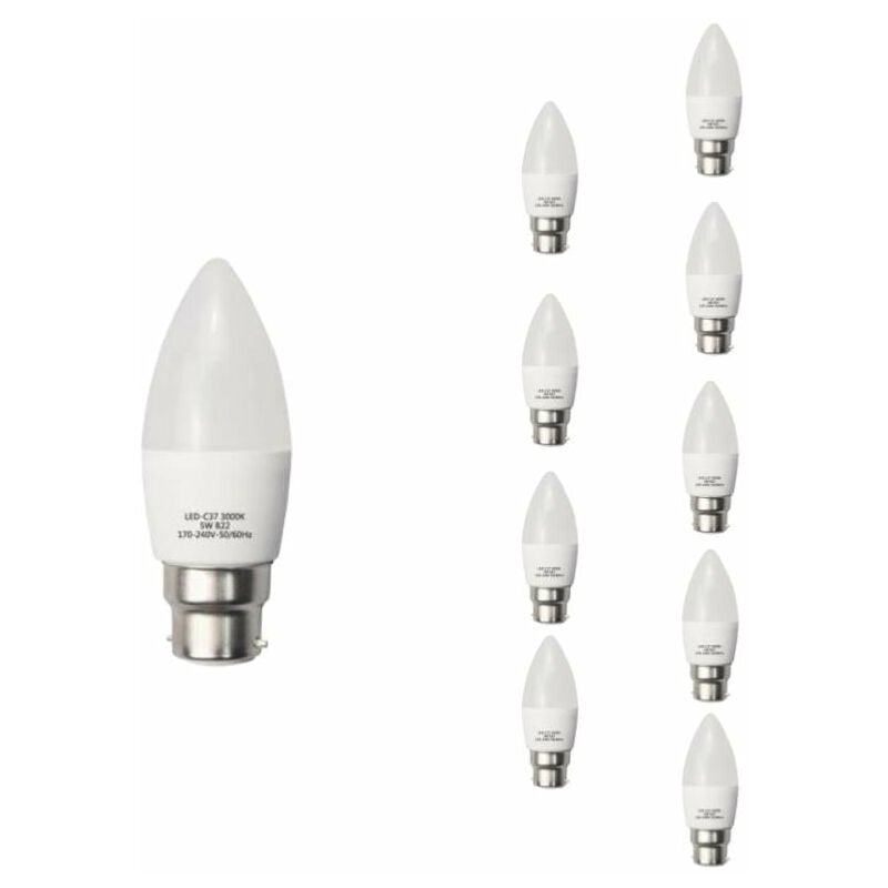 Ampoule led B22 6W 220V C37 180° (Pack de 10) - Blanc Froid 6000K - 8000K Silamp