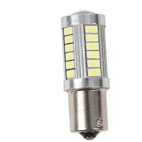 Ampoule LED blanche BA15S 12V pour feu de position latéral de voiture, culot 1156 P21W, argentée, 33 LED