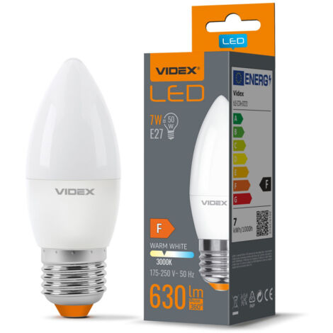 Ampoule LED bougie C37 blanche 7W E27 3000K 630lm Videx