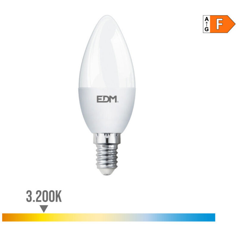 Ampoule bougie LED EDM E14 7W 600lm 3200K Lumière chaude Ø35x107mm