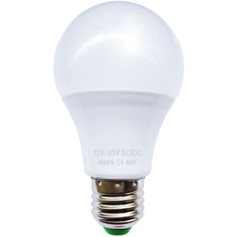 Ampoule LED bulbe E27, 9W 12V-24V AC/DC, blanc chaud 3500°K