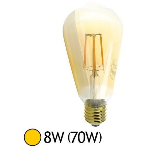 Ampoule LED COB A FILAMENT 8W (70W) E27 Blanc chaud 2700°K ST64 golden