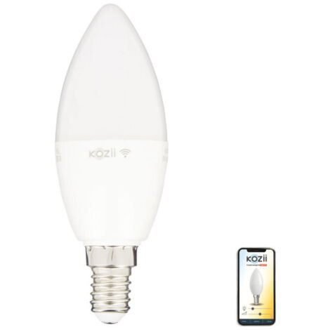 Ampoule LED connectée E14 – Éclairage multi-blancs 2700K à 6500K – 6W 400LM – Angle 180° – Compatible Alexa et Google Home – Kozii