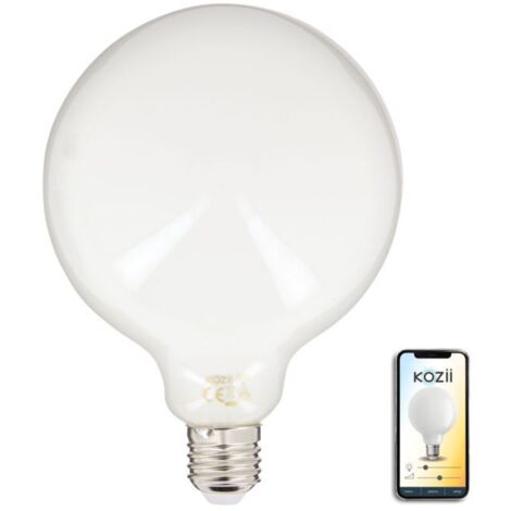 Ampoule LED connectée E27 G125 7W 806 lumens – Multi-blancs 2700K à 6500K – Angle d'éclairage 320° – KRFE806B125OCCT – Kozii
