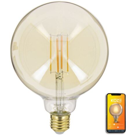 Ampoule LED connectée E27 G125 5,5W – Éclairage multi-blancs 1800K-6500K – 470 lumens – Compatible Alexa et Google Home – KRFDE470B125ACCT – Kozii