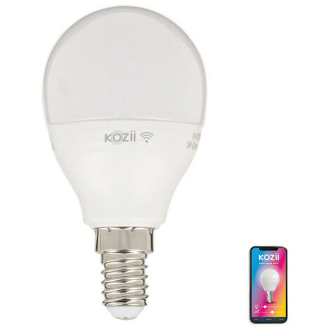 Ampoule LED connectée KOZii, éclairage blancs + couleurs, E14 P45 Opaque 6W Variation de couleur et luminosité
