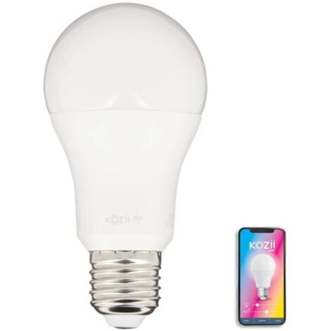Ampoule LED connectée KOZii, éclairage blancs + couleurs, E27 A60 Opaque 9W
