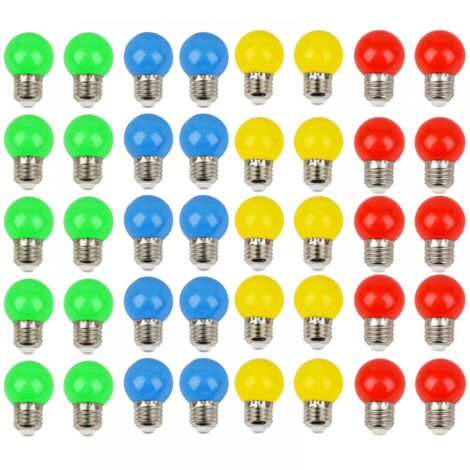 Ampoule LED couleur, E27, 3 W, lumière décorative de couleurs mélangées, 40 pièces