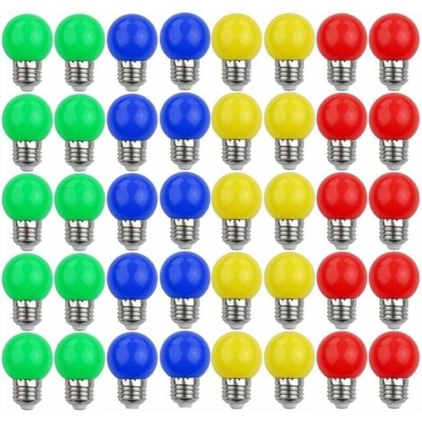Ampoule LED Couleur E27 , Ampoules LED colorées , Lumière Décorative et Design 240 Lumens AC220V-240V Lampe de Décoration Couleurs Mélangées Rouge Jaune Bleu Vert