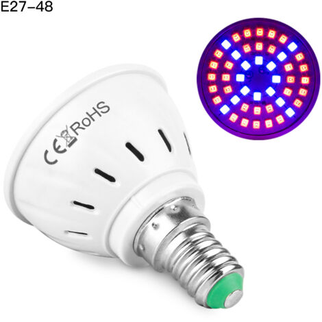 AMPOULE LED DE CROISSANCE POUR PLANTES E27-48 LED — Coupelle PC haute résistance et contrôle uniforme de l'éclairage