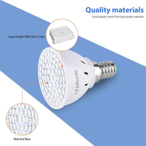 Ampoule LED de Croissance, Puces 2835SMD, Améliore la Croissance Saine des Plantes, pour l'intérieur (Blanc)