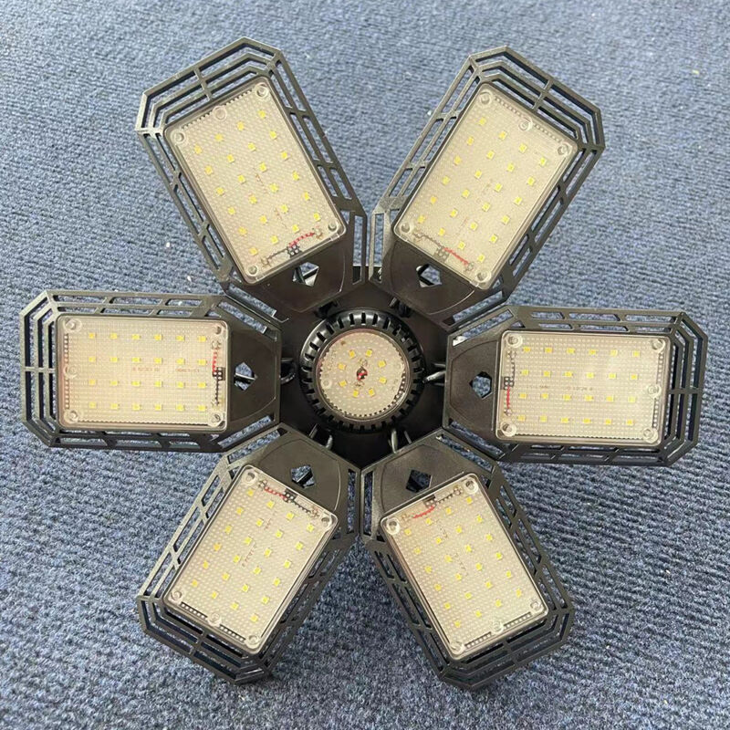 Ampoule LED de garage à lumière blanche avec 6 panneaux déformables, plafonniers de garage pour sous-sol, E27 pour garage, entrepôt, magasin, sous-sol