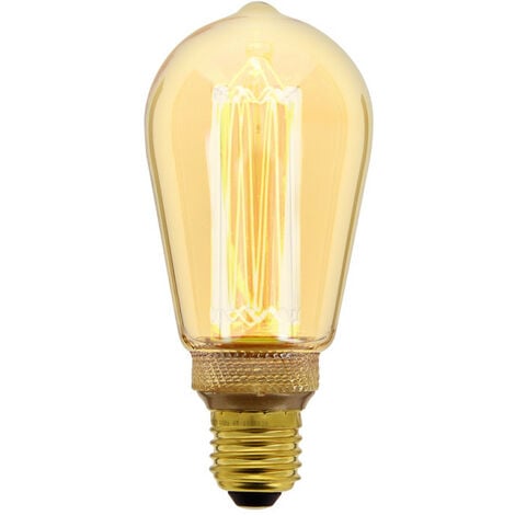 Ampoule LED déco Hologramme EDISON au verre ambré, culot E27, 4W cons., 200 lumens, lumière blanc chaud
