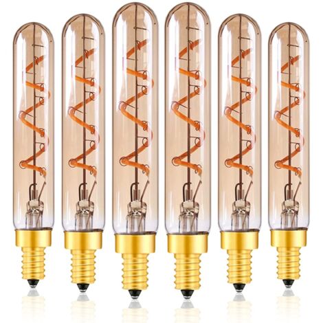 Ampoule LED décorative 2W, T20/T6 E14 Bougeoir Base Filament LED Super Verre Blanc Chaud Ambre 2200K
