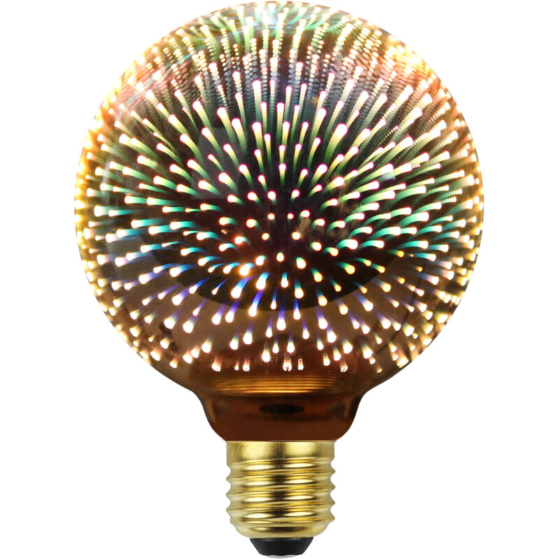 Ampoule led décorative 3D (G125), aspect feu d'artifice, culot E27, tension AC85-265V 4W