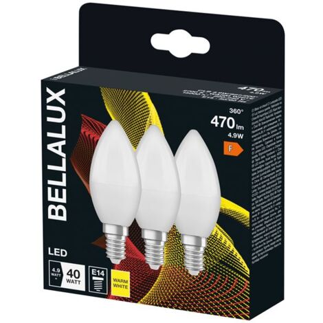 Ampoule LED dépolie flamme E14, 4.9W, blanc chaud. Lot de 3.
