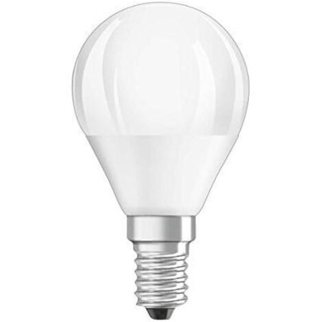 Ampoule LED dépolie sphère E14, 4.9W, blanc chaud.