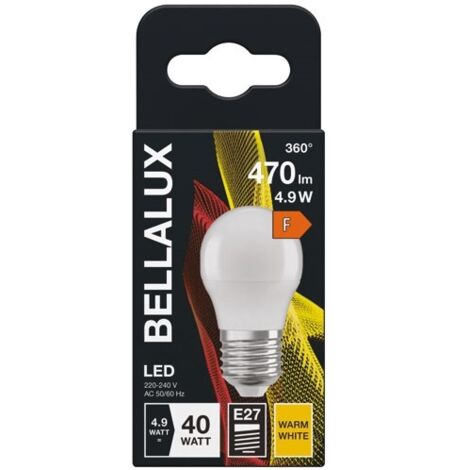 Ampoule LED dépolie sphère E27, 4.9W, blanc chaud.