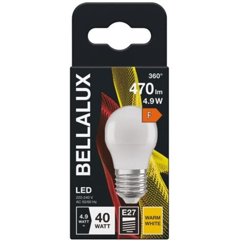 Ampoule LED dépolie sphère E27, 4.9W, blanc chaud.