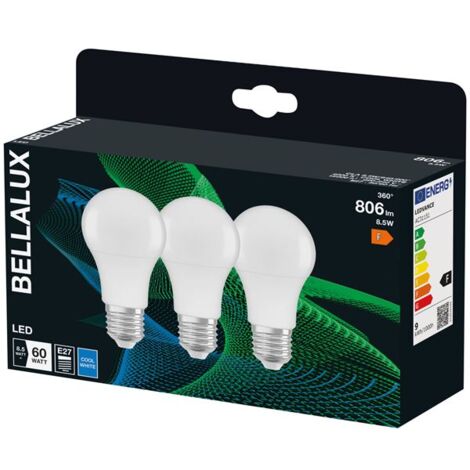 Ampoule LED dépolie standard E27, 8.5W, blanc froid, lot de 3.