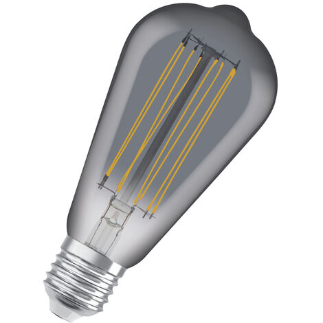 Ampoule LED Dimmable Osram, édition vintage, 42 Watts Remplacement, E27, ST64, 1800 Kelvin, lumière confortable chaude, verre transparent, pack unique