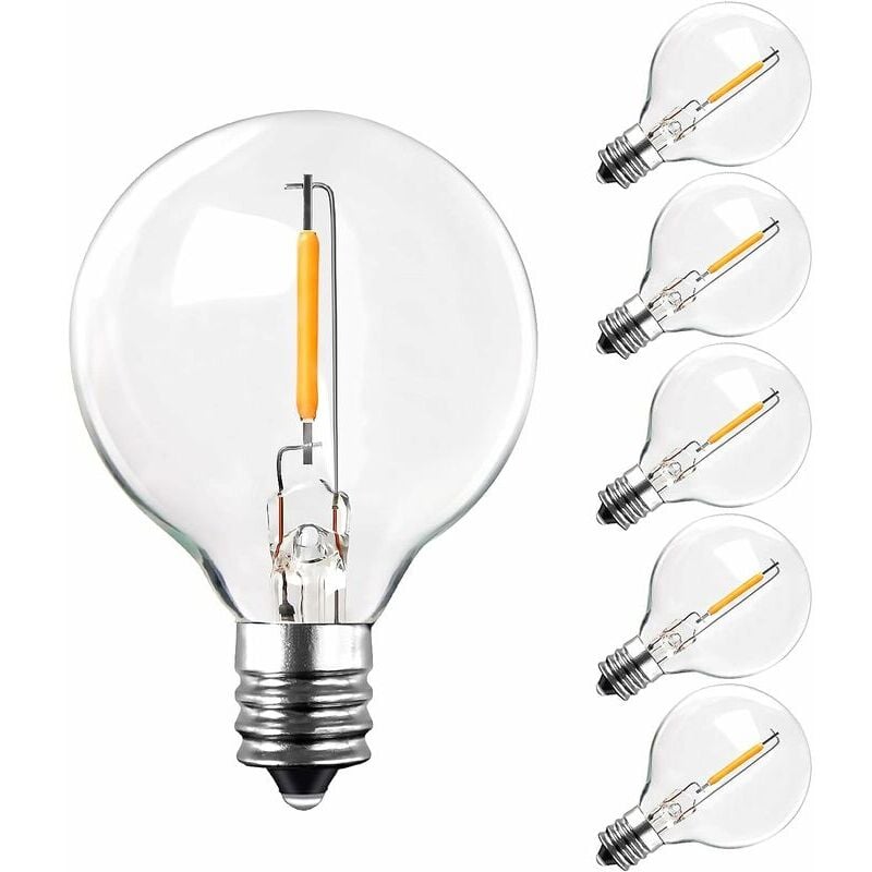 Ampoule led douille E12, ampoules de rechange G40,lampe led blanc chaud 2200 k, lampe à incandescence non dimmable,pack de 6