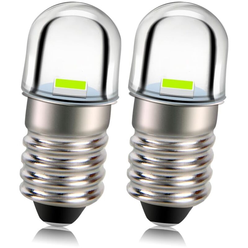 Ampoule LED E10 12V 2525 1SMD Puce Verte 100LM Remplacement d'ampoule LED pour Lampe de Poche Torche Paquet de 2