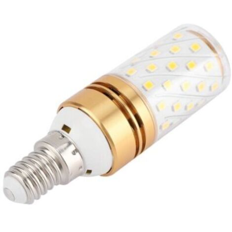 Ampoule LED E14 12W à culot maïs, blanc chaud, décorative, cylindrique, type bougie, AC 85-240V
