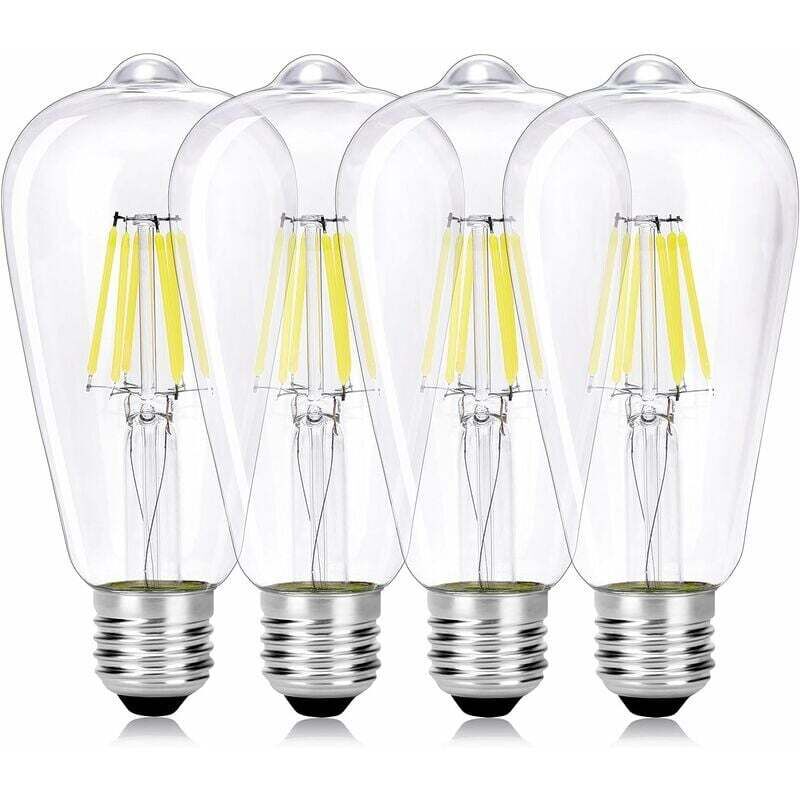 Ampoule LED E14 6W ST64, ampoule à filament LED style Edison vintage E27, remplace une ampoule à incandescence de 60W, blanc froid 6000K, 600 lm, non