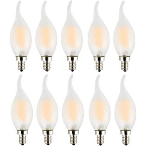 Ampoule LED E14 à Filament,Lot de 10 Ampoules Flamme,4 Watts Consommés Equivalence Incandescence 40W,2700K Blanc Chaud et 400LM,Angle de Faisceau 360°