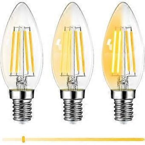 Ampoule LED E14 effet bougie, 6 W, dimmable, équivalent 60 W incandescent, 600 lm, 2700 K, blanc chaud, économie d'énergie pour lustres et appliques murales.