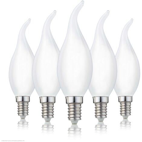 Ampoule LED E14 en forme de bougie E14 Blanc chaud 250 lm 2,5 W Équivalent à 25 W 2700 K Blanc chaud mat 5 pièces