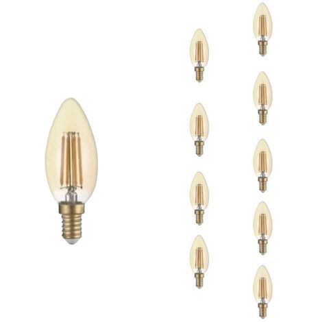 Ampoule LED E14 Filament 4W C35 Bougie (Pack de 10) - Blanc Chaud 2300K - 3500K - SILAMP