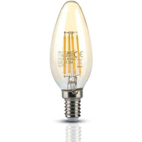 Ampoule LED E14 FILAMENT AMBRE 4 W Eq 35W Température de Couleur: Blanc chaud 2200K