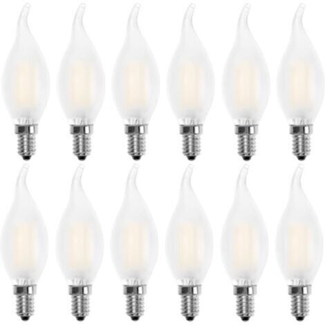 Ampoule LED E14 Flamme,Forme de Bougie,Blanc Chaud 2700K,4W Equivalence Incandescence 40W,400lm, Lot de 12 [Classe énergétique A+]dyk-alovez