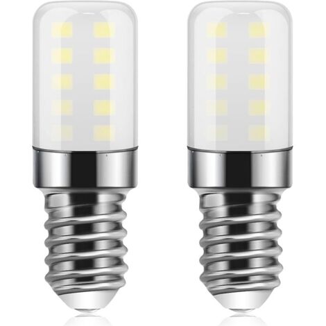 Ampoule LED E14 pour réfrigérateur, 3W, Blanc Froid 6500K, 300LM, Petites Lampes à vis Edison E14 pour Réfrigérateur, Hotte Aspirante, Veilleuse, Machine à Coudre, Non Dimmable, 2 pièces