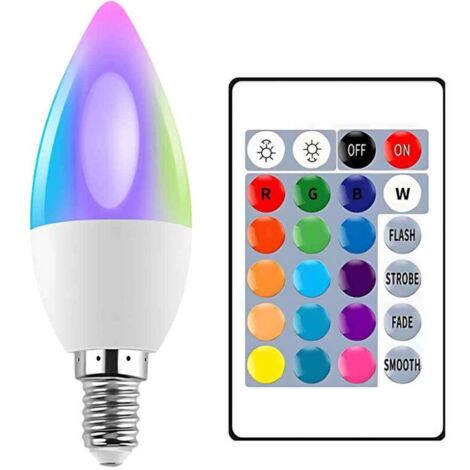Ampoule LED E14 RGB à intensité variable intelligente, LED multicolore avec télécommande RGBW et fonction bougie