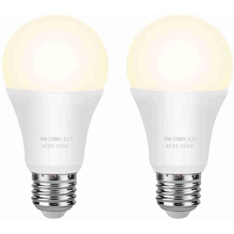 Ampoule Led e26/e27 9w Équivalent à 60w Halogène Blanc Chaud 2700k 600lm Ampoule Led Standard Pour l’Éclairage Domestique (2 Pièces)
