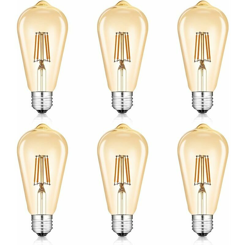 Ampoule LED E26/E27 Vintage Ampoule Filament Ampoule à Visser Ambre Antique Lampe Rétro Jaune Nostalgique 4W Equivalent à Ampoule Incandescente 48W