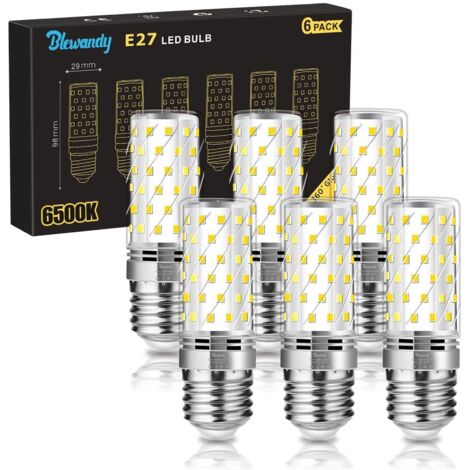 Ampoule LED E27, 12 W (équivalent halogène 100 W), 1200 lm, blanc froid 6500 K, culot à vis, angle de diffusion 360°, 220-240 V, sans scintillement, lot de 6