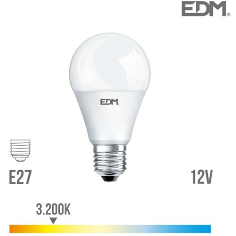 Ampoule LED E27 12V 10W Ronde A60 équivalent à 60W - Blanc Chaud 3200K  1 unité